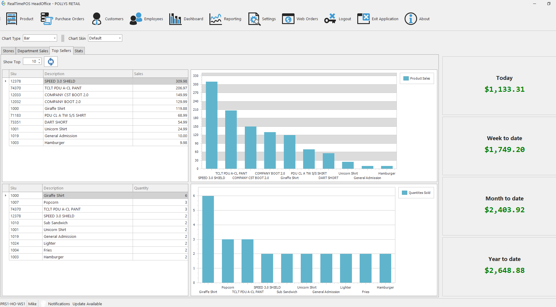 screenshot of RealTime POS